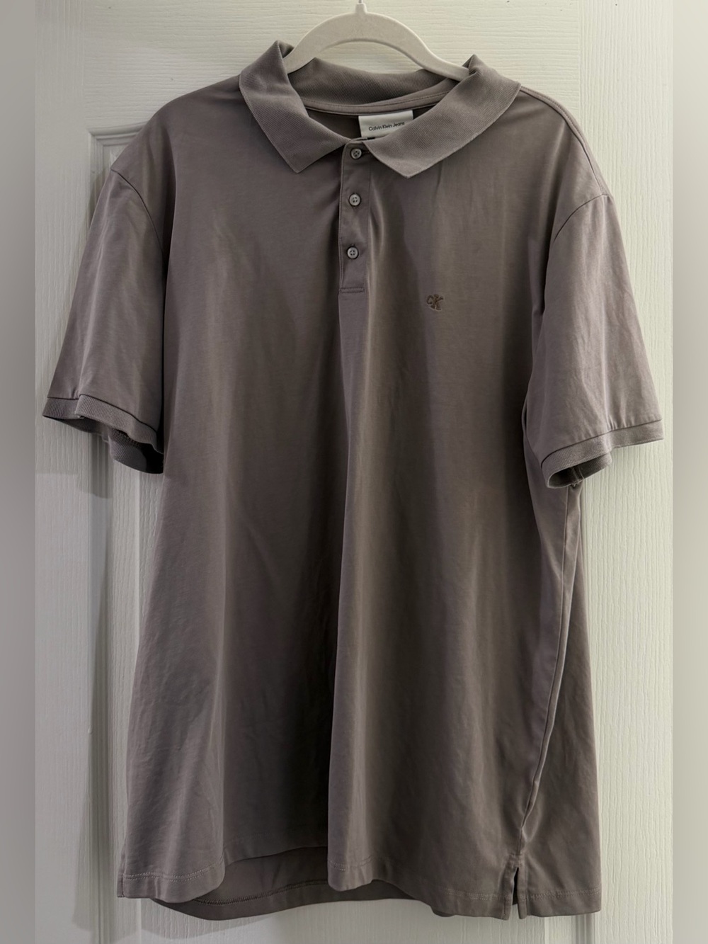 Calvin Klein Taupe Gray Short-Sleeve Polo